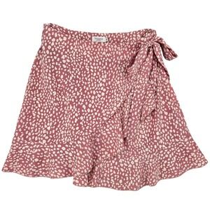Naggoo SMALL Womens Pink Spotted Wrap Ruffle Boho Summer Cottagecore Mini Skirt